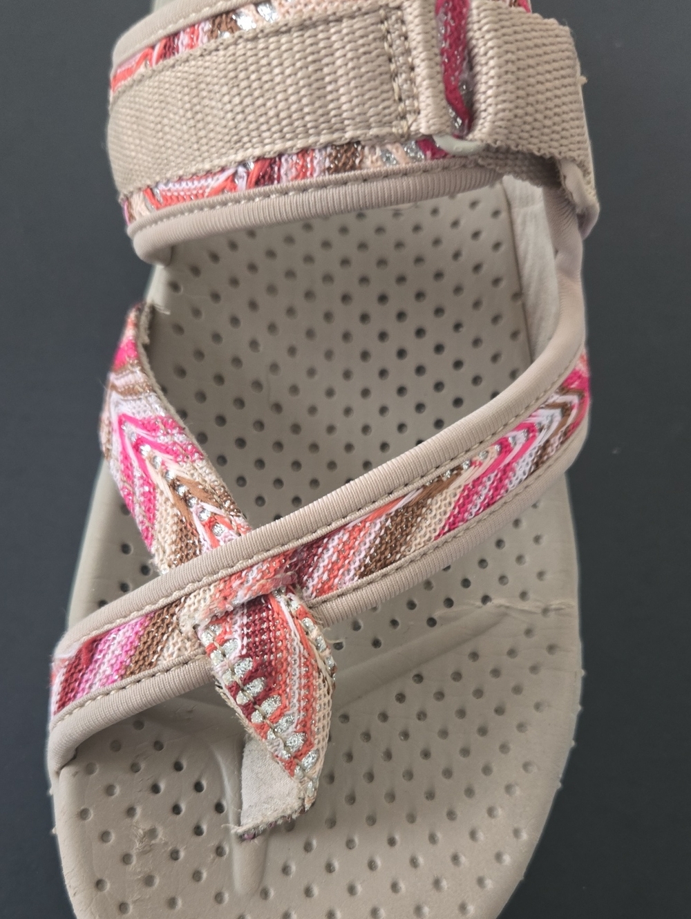 SKECHERS Slide Sandal with Pink Patterned Straps - Picture 5 of 6